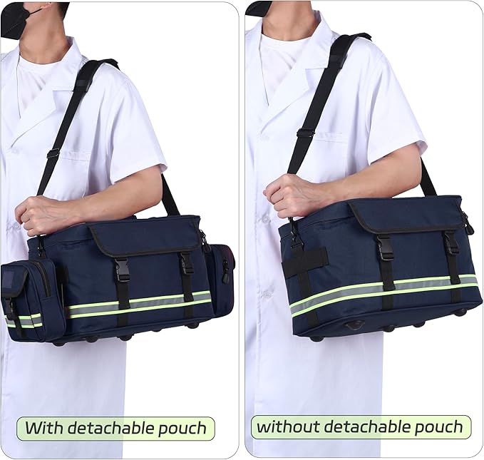 First Aid Bag Empty Medical Bag Home Health First Aid Storage with Two Detachable Side Bags Emergency Responder Trauma Bag for Nursing Student,Therapist,Doctors