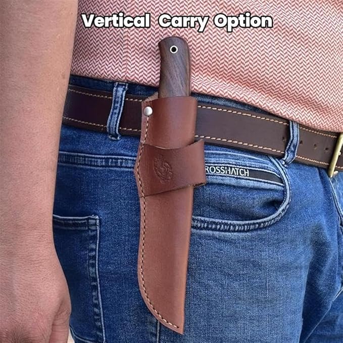 Knives Ranch 10" Bushcraft Knife - Full Tang - 59 Hardness - High Carbon SS 440C - Genuine Leather Sheath - Horizontal/Vertical Carry (Camper Pro 3091-SS-IRW)