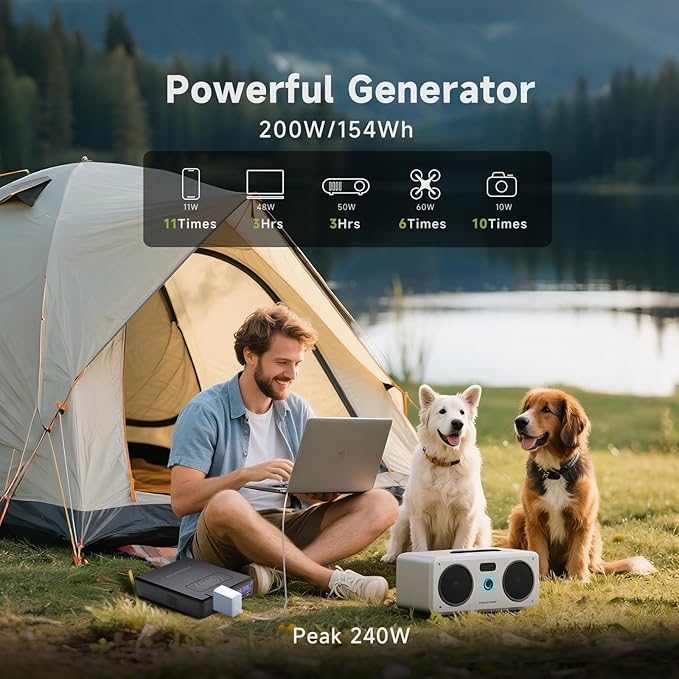 ALLPOWERS 200W Portable Power Station (Peak 240W), 154Wh Outdoor Solar Generator with Wireless Charging, 5 Outputs, 1.5 Hour Fast Charging, for Camping, Emergency, RVs, Home