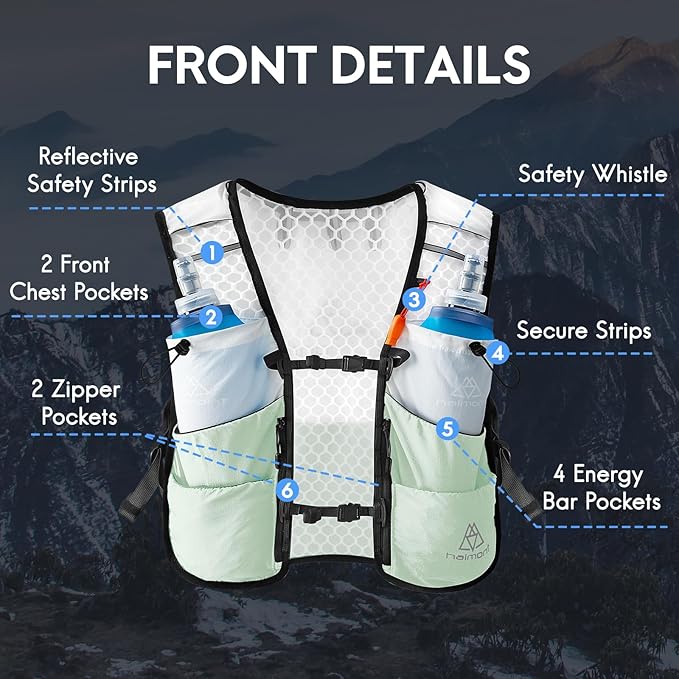 Haimont Running Hydration Vest, 5L Lightweight Runner Vest Pack for Women Men, Trail Running