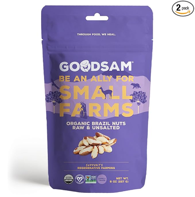 GoodSAM Organic Raw Brazil Nuts, 16oz, Unsalted, Gluten Free, Non GMO, Vegan, Keto, Regenerative Farming, Direct Trade