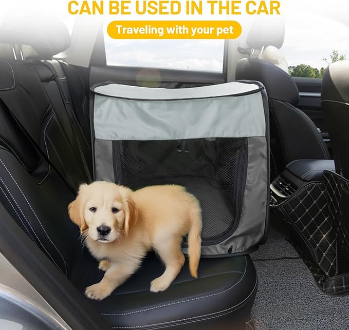 Cat Dog Playpen, Puppy Kitten Pet Playpen Indoor/Outdoor,Portable Soft Pop Up Dog Kennel Crate with Zipper Cover Door/Carrying Case