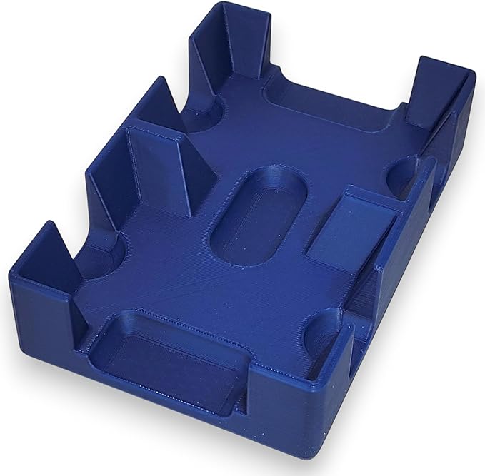 Deluxe Playing Card Tray or Caddy for Card Games Like Canasta, Rummy, UNO and More - Cardian Brand cardholder/Caddy with Felted Bottom - Non-Swivel - Made in USA (Blue)