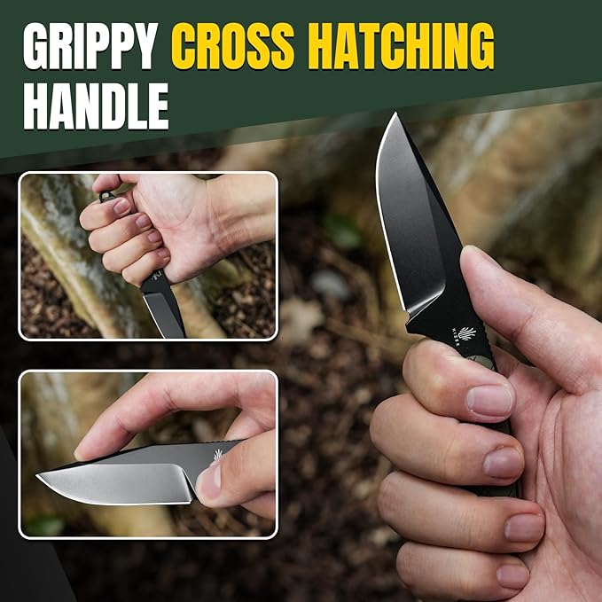 Kizer Muskrat Fixed Blade Knife, 3.15 In D2 Neck Knife Argyle Pattern G10 Handle Fixed Blade EDC Knives for Men Women, Outdoor Hunting Hiking Survival Camping Knives 1064A1