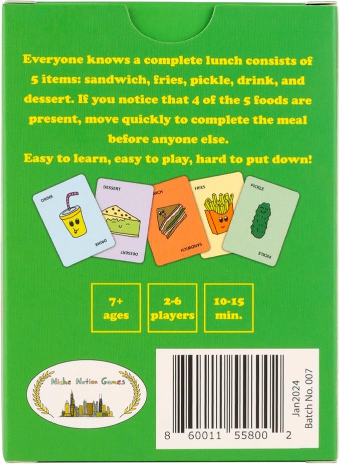 Lunch Break - Fast-Paced Slap & Memory Card Game - Boosts Memory, Focus & Reflexes - Hilarious Game For Families, Adults & Kids - Quick And Easy To Learn For Ages 7+, 2-6 Players, 10-15 Mins