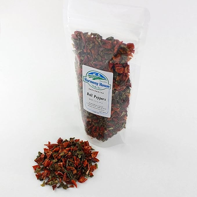 Harmony House Dried Mixed Bell Peppers, Diced ??Dehydrated Vegetables for Cooking, Camping, Emergency Supply and More