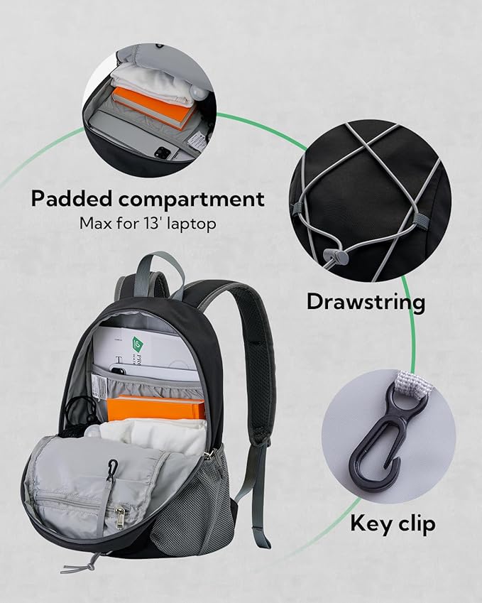 WATERFLY 12L Small Hiking Backpack: Day Pack Lightweight Travel Bag Camping Fitness Cycling Outdoor Sports Daypack For Women Men
