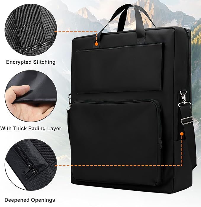 Jfxgjuv Solar Panel Storage Bag Compatible with Jackery SolarSaga 100W 100X 200W, Travel Carrying Case with Deepened Opening, Zipper with Pull and Multi-Accessory Space Solar Panel (Black)