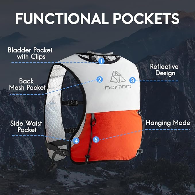 Haimont Running Hydration Vest, 5L Lightweight Runner Vest Pack for Women Men, Trail Running