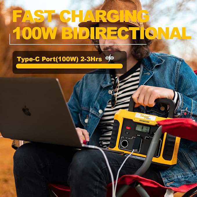 Togo POWER Portable Power Station-500W Solar Generator with 120V/Peak 1000W AC Outlet 288Wh Lithium Battery,7-Port Charging Backup for Off-Grid Road Trip CPAP Home Emergency Power Outage