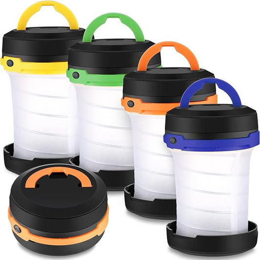 Retisee 4 Pcs Collapsible LED Camping Lantern Battery LED Operated Camping Lantern Lights Lantern Flashlight Portable Lamp Camping Accessories for Emergency Power Outage Hiking Tent Outdoor, 4 Colors