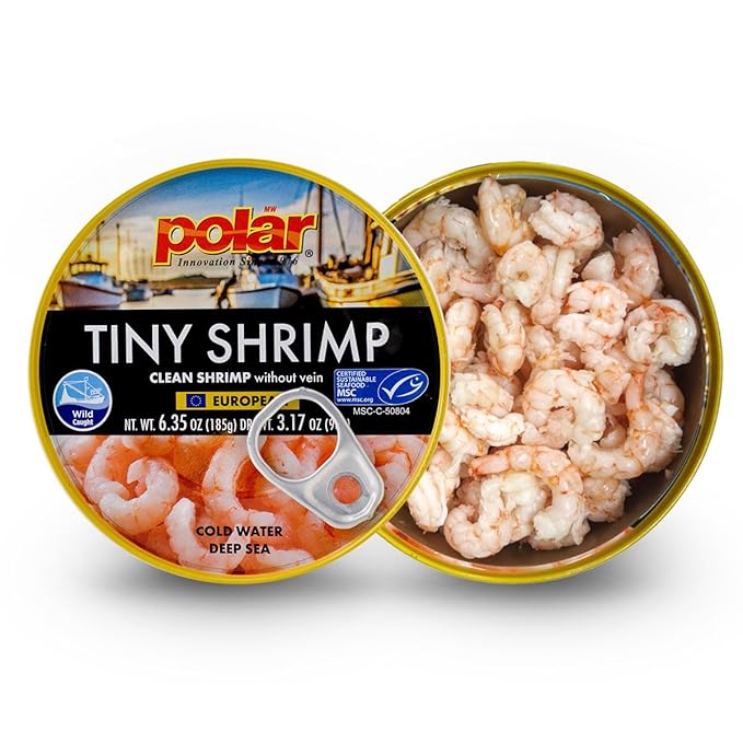 MW Polar Tiny Shrimp Without Vein 6.35 oz (Pack of 1), Wild Caught, Ready to Eat, Denmark Cold Water, Clean & Peeled