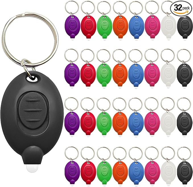 Mini LED Keychain Flashlights Ultra Bright Keychain Flashlight Bulk, Compact and Lightweight Micro Torch, Emergency and Outdoor Pocket Flashlight, Multicolor Shell (32PCS)