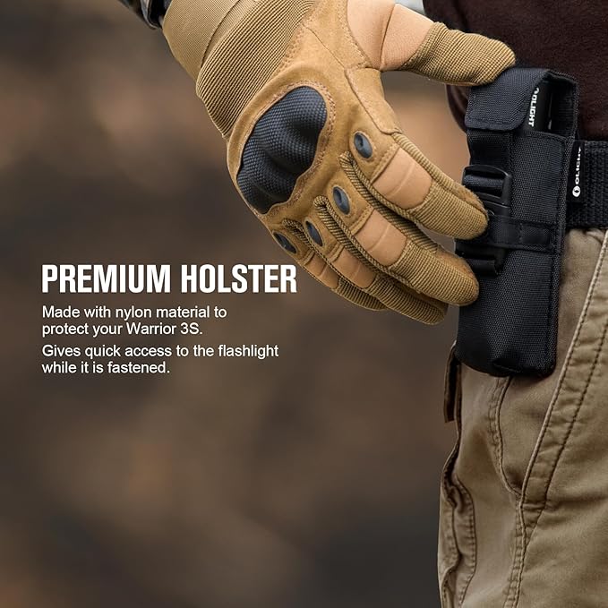 OLIGHT Warrior 3S 2300 Lumens Rechargeable Tactical Flashlight, Compact Dual-Switches LED Bright Light with Proximity Sensor, Powered by Customized Battery for Emergency, EDC and Searching (Black)