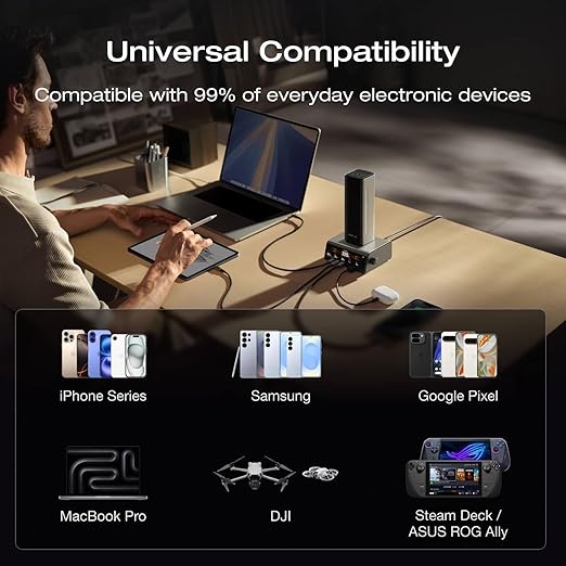 EF ECOFLOW Rapid Pro Power Bank (27650mAh, 300W, 140W Built-in Cable), 4-Port Portable Charger w/ 140W Output, Up to 320W Recharge, Compatible with iPhone Series, Samsung, Laptop and More