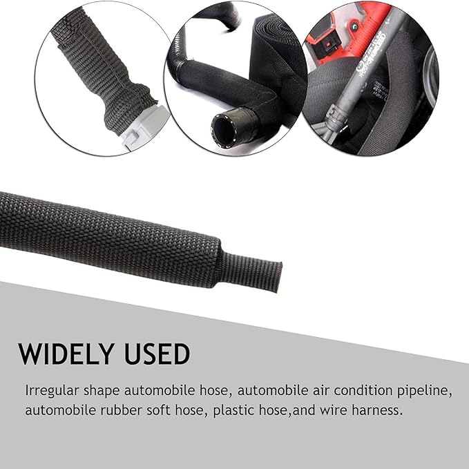 Braided Sleeving 2:1 Shrinkable Fabric Heat Shrink Tubing- Abrasion Protection Flexibility Wiring Harness Cable Sheath (1/2" ID, 16ft)