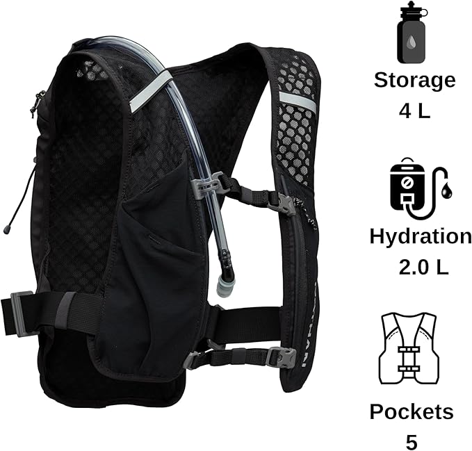 Nathan QuickStart 1.5L Hydration Pack Vest with Bladder or flasks, Storage Pockets, Breathable Moisture-Wicking Fabric, Adjustable Straps for Running, Hiking, Walking, Marathons, Obstacle Races