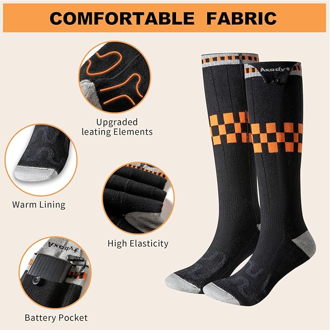 Heated Socks with App Control for Men Women, 5V 8500mAh Battery Rechargeable, Electric Socks with 4 Heating Levels for Winter Warm, Skiing, Hunting, Camping, Hiking, Cycling, Outdoor
