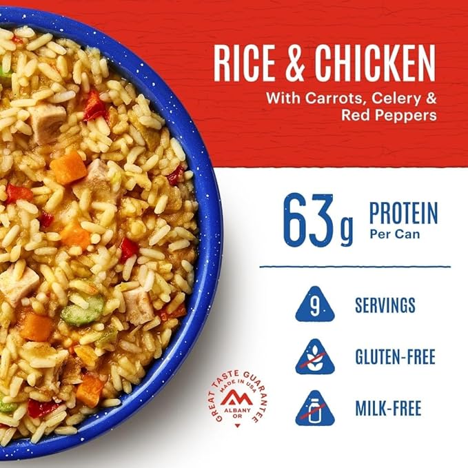 Mountain House Freeze Dried Rice and Chicken #10 Can Hunting, Survival, Camping, Backpacking Food Backed by a 30-Year Taste Guarantee Survival Emergency Food Gluten Free 6 Cans Per Case