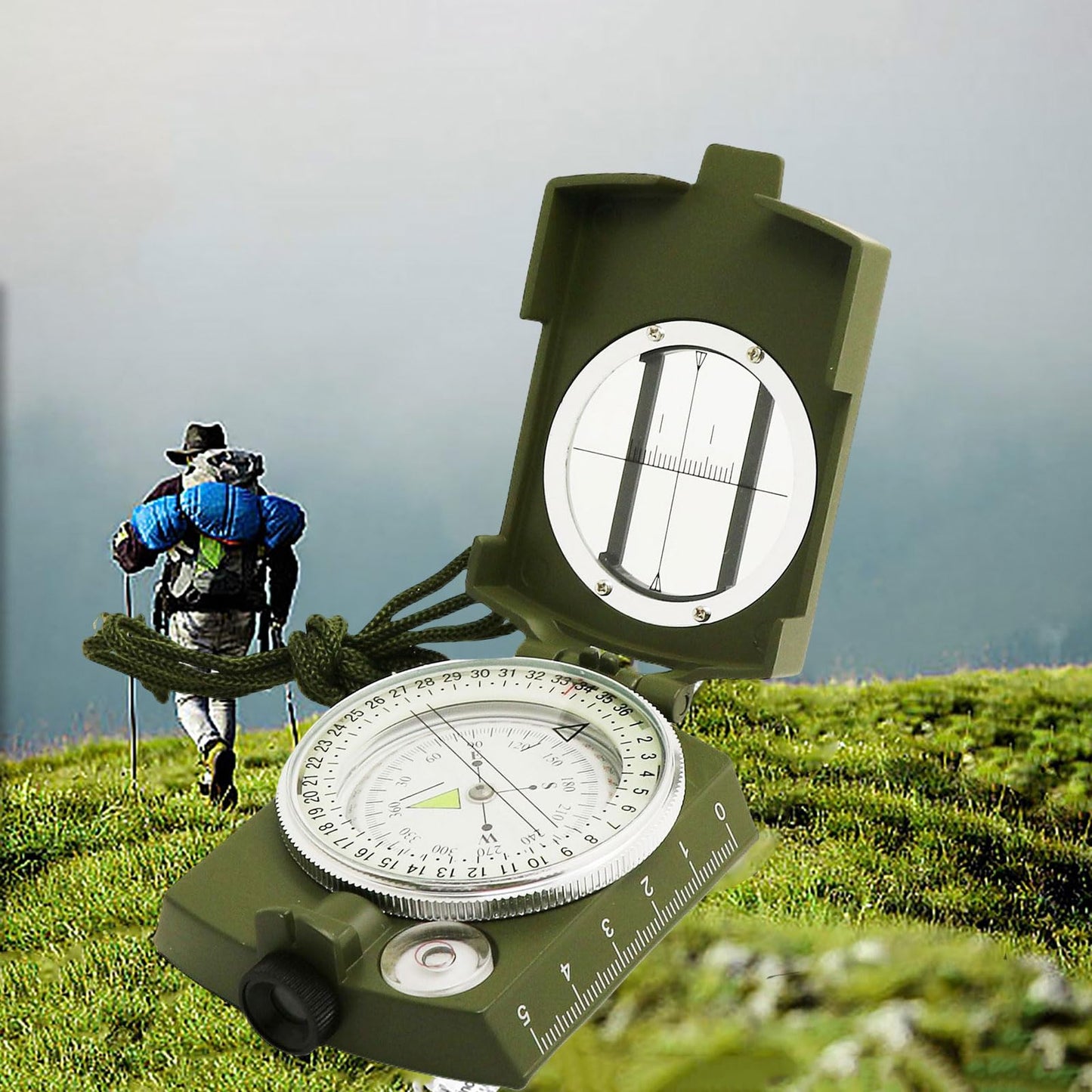 Compass, Hiking Compass for Survival with Lensatic – Water-Resistant Durable and Pocket-Sized