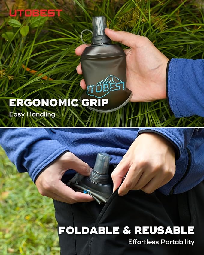 Soft Flask, 1 Pack Flexible TPU Hydration Water Bottle, Collapsible for Running, Hiking, Cycling, Climbing, and Marathon