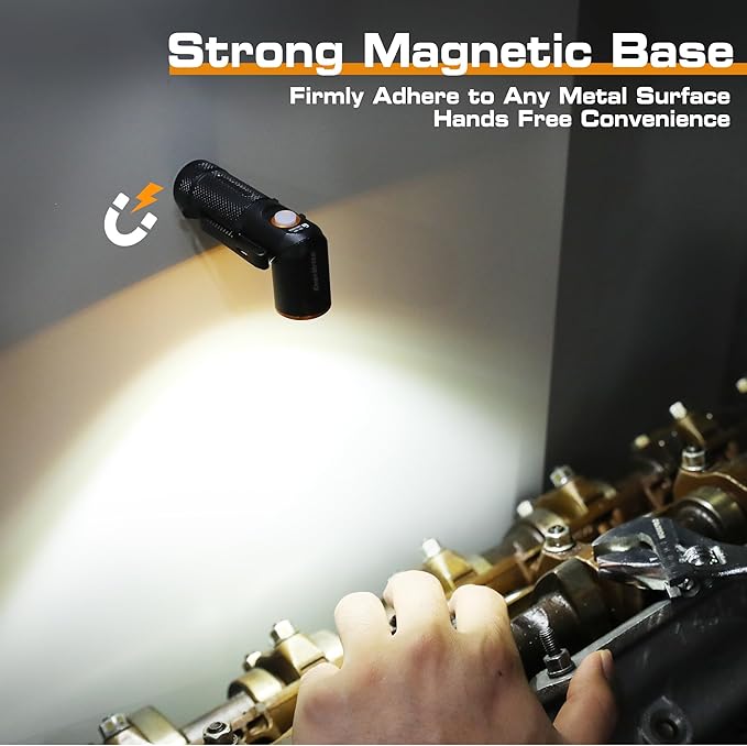 EverBrite 600 Lumens Pocket Flashlight, 90 Degree Tactical Pen Light with Magnet, Type-C Rechargeable with 3 Modes for Night Working, Outdoor, Camping, Emergency