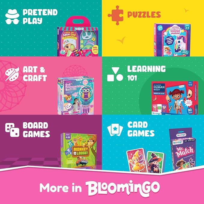 Bloomingo Card Game - Ms Match: Engaging Strategic Memory Card Game for Kids; Boosts Memory Skills; Great Card Game for Family Gatherings & Travel; Birthday Gift for Boys & Girls Ages 3, 4, 5 Blue