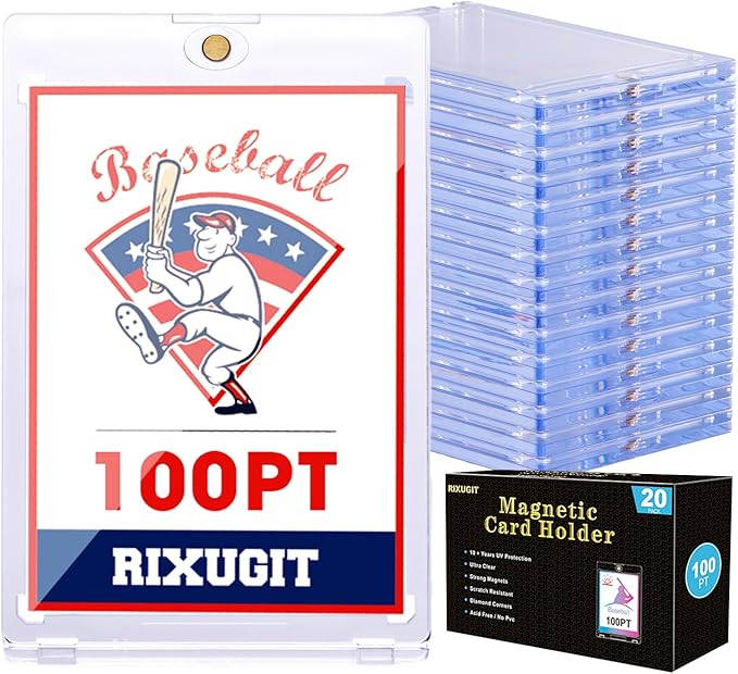 20-Pack One Touch Magnetic Card-Holder - 100PT Magnetic Sports Card Holders, Trading Card Holder, UV Protection, Sports Card Protectors, Magnet Case Fit for Standard Cards Storage and Display