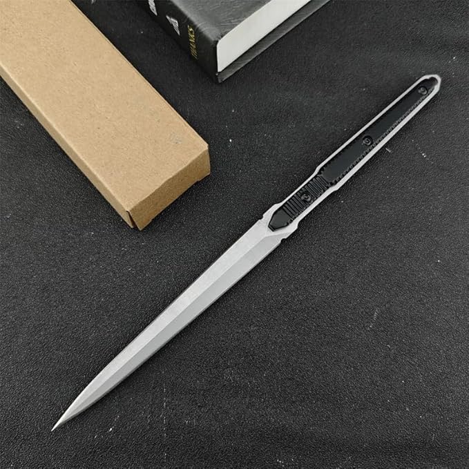9.5in Tactical Fixed Blade Knife with Kydex Sheath,8Cr13Mov Steel Blade Aluminum Handle,Outdoor Survival Camping Fishing Hunting Knife Cutting Tool, Best Gifts for Men (Silver)