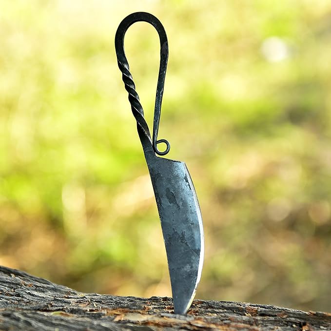 Custom Handmade Hunting Knife with Leather Sheath - Ideal for Skinning, Outdoor Camping, Hiking - EDC Fixed Blade Bushcraft Knife with Walnut Wood Handle. (Forged-1)