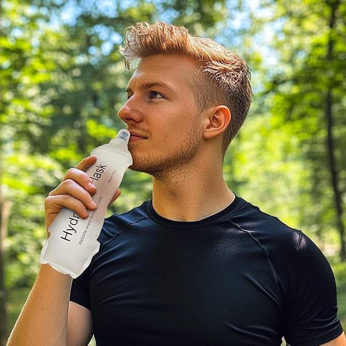 250ml Soft Flask, Soft Water Bottle for Hydration Packs, Running, Hiking, Cycling and Climbing - White