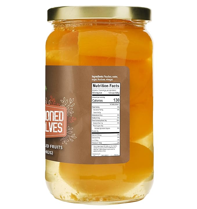 Green Jay Gourmet Old Fashioned Peaches in a Pint Jar - Fresh Hand Jarred Fruit for Cooking & Pantry ??Home Grown Peach Halves - Pre-Prepared Pickled Peaches ??Simple Natural Ingredients - 17 Ounces