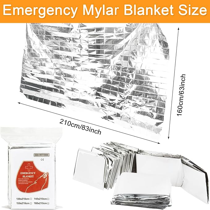 Emergency Mylar Thermal Blankets, 8-Pack Space Blankets Survival Mylar Blanket Emergency Kit Perfect for Outdoors, Hiking, Camping Survival, Bug Out Bag, 83" x 63"