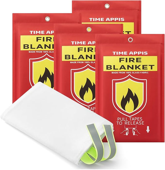 Fire Blanket, 40''x40'' Emergency Fireproof Blankets for Home and Kitchen, 4 Pack with Reflective Strips Heavy Duty Fiberglass Insulation Fireblanket, Emergency Survival Safety