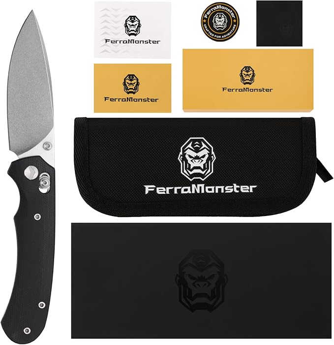 Folding Knife,Pocket Knife,3.31??154CM Blade,Erogonomic Canvas Micarta Handle,Survival Camping Knife with Pocket Clip,EDC Knife for Camping, Hunting, Hiking, Survival,Black