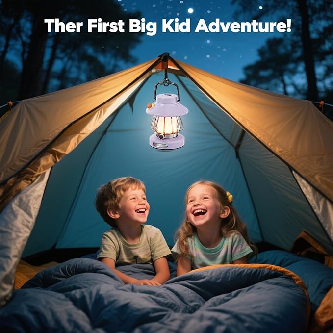 V.C Formark Kids Camping Lantern Emergency Light for Kids, Toddler Night Light with Snail Design - USB C Rechargeable, 3 Color Dimmable LED for Bedroom, Tent, Power Outages & Adventures (Violet)