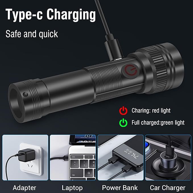 Rechargeable LED Flashlight High Lumens - 2 Pack Super Bright Small Tactical Flashlight Zoomable,4 Modes, IP64 Waterproof for Camping Emergency Repair Outdoor