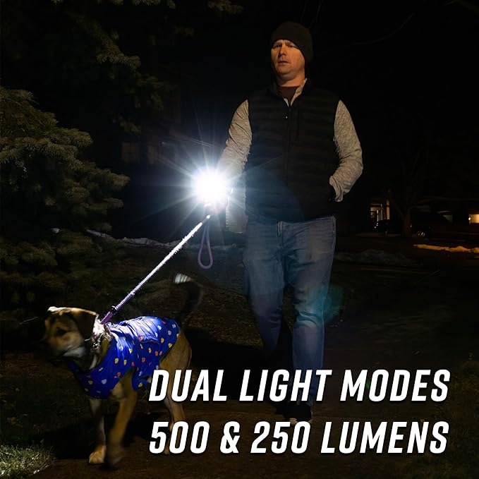 noxgear Wrist Light 500 Lumen Lightweight Hands-Free Flashlight - 100° Wide Flood Beam - USB-C Rechargeable - IP-64 Waterproof - 2 Brightness Modes - for Dog Walkers, Runners, Avid Night Enthusiasts