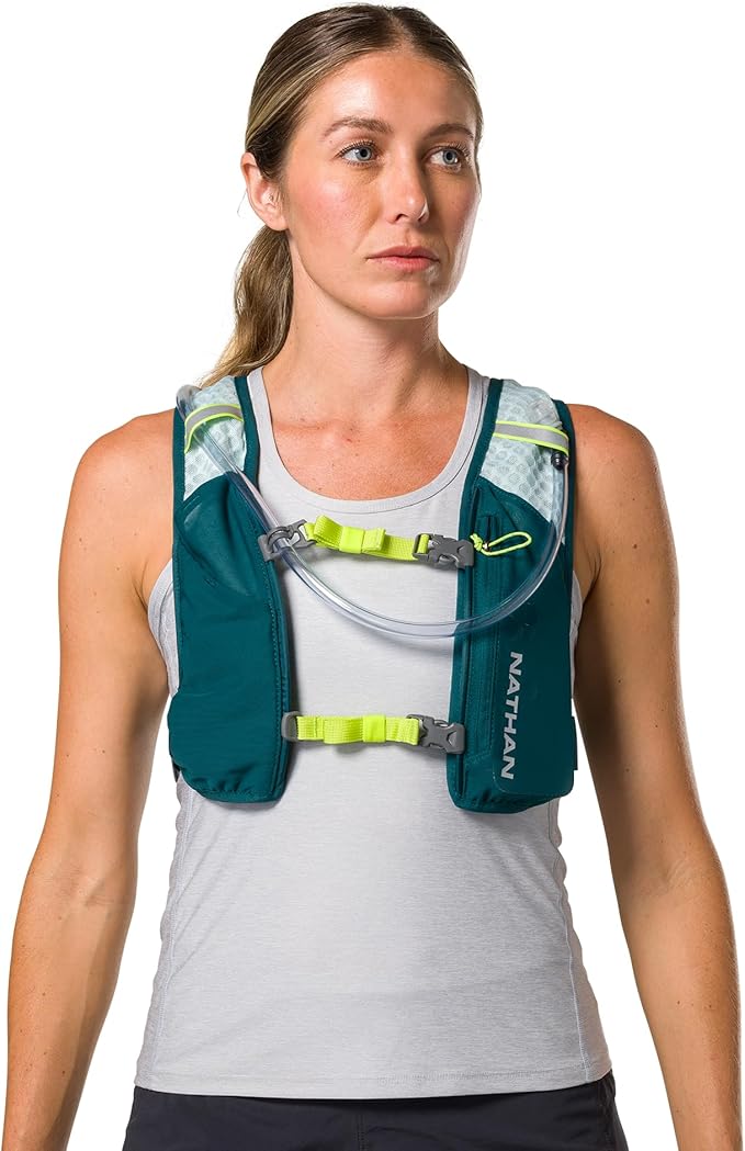 Nathan QuickStart 1.5L Hydration Pack Vest with Bladder or flasks, Storage Pockets, Breathable Moisture-Wicking Fabric, Adjustable Straps for Running, Hiking, Walking, Marathons, Obstacle Races