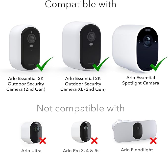 Wasserstein Solar Panel Compatible with Arlo Essential 2K Outdoor Security Camera (2nd Gen) / XL (2nd Gen) & Essential Spotlight (Camera NOT Included) - (3-Pack, Black)