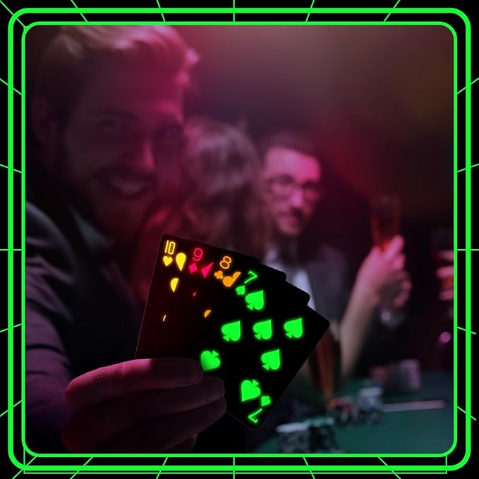 1 Pack Halloween UV Glow in The Dark Playing Cards Black Light Playing Cards Neon Fluorescent Deck Black Light Games for Casino Night Collectors Party Gift Accessories Birthday Supplies