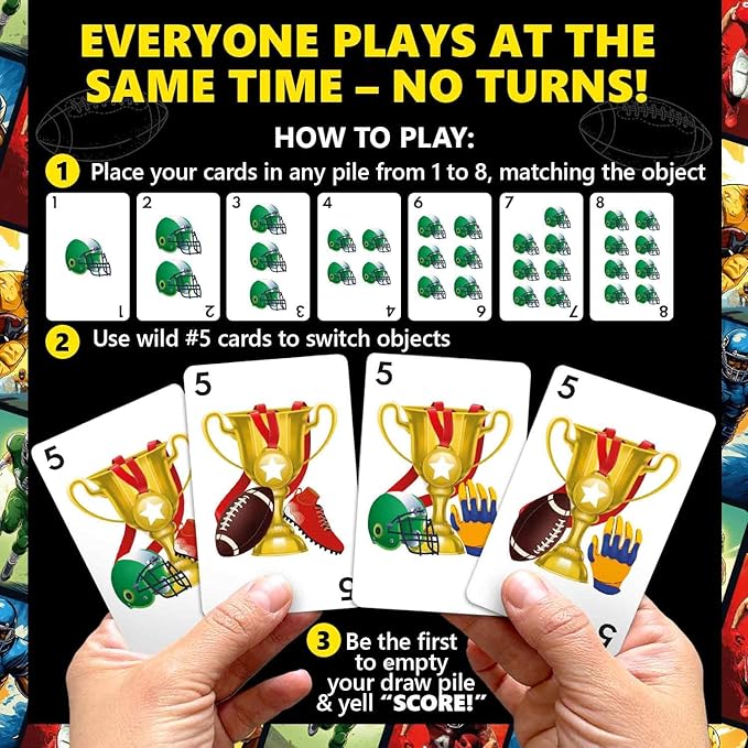 QUOKKA Football Fast-Paced Card Game for Kids & Adults ??128 Cards & Easy Rules ??Quick & Fun Matching Game ??2-8 Players ??Ages 8+ ??Perfect for Family Games Night, Travel and Parties