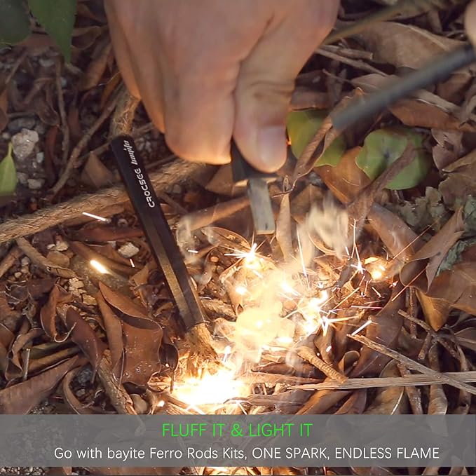 CrocSee Aluminum Bellows Tube Sleeve, Survival Waterproof Wick Hemp Cord Tinder Kits for Fire Starting