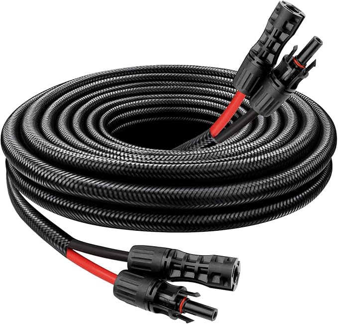 Solar Panel Extension Cable - 8AWG 10FT Solar Wire with Female & Male Waterproof Connector Flame Retardant Protective Sleeving PV Wire for RV, Photovoltaic Systems, Home, Boat, Solar Panels, Car