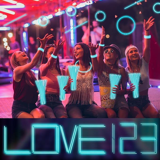 Hanaive 300 Pcs Glow Sticks Bulk 8 Inch Glow in The Dark Party Favors Neon Bracelets and Necklaces Light up Sticks with Connectors for Holiday Birthday Party Supplies(Aqua)