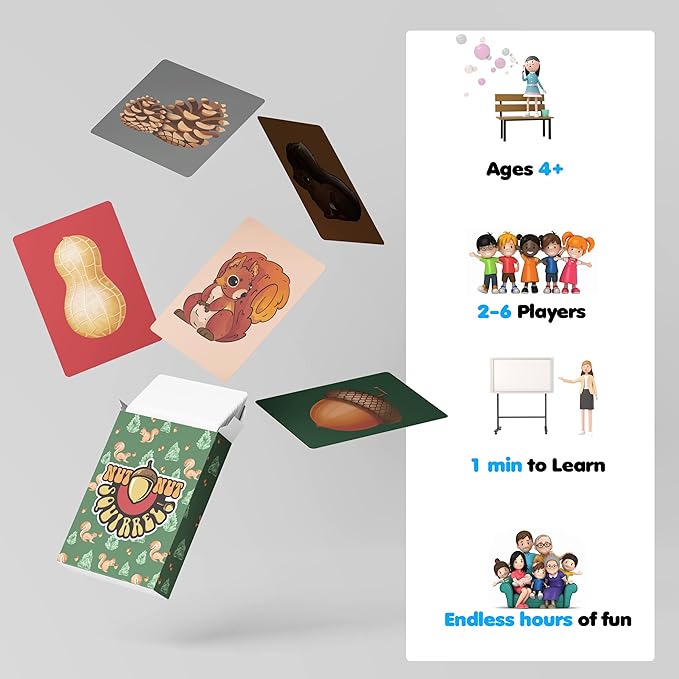 nut nut Squirrel! - A Quick, Nutty Card Game for Kids & Families. Guard Your Nuts from Those Sketchy Squirrels in a Game Filled with Strategy and Surprise! | Multiple Award Winner | from PBN'J Games