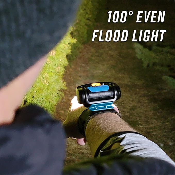 noxgear Wrist Light 500 Lumen Lightweight Hands-Free Flashlight - 100° Wide Flood Beam - USB-C Rechargeable - IP-64 Waterproof - 2 Brightness Modes - for Dog Walkers, Runners, Avid Night Enthusiasts