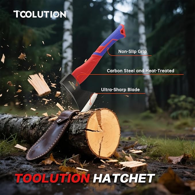 Camping Hatchet – Outdoor Axe for Wood Splitting, Kindling, Survival with Ergonomic Non-Slip Grip & Durable Stainless Steel Blade