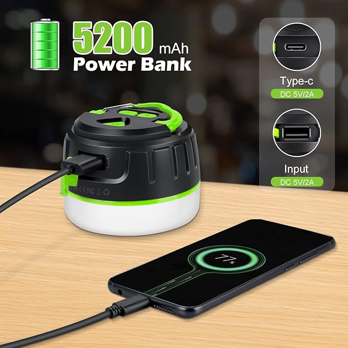 Sinvitron LED Camping Lantern Rechargeable with Remote Control - 1000LM 150H Runtime Tent Light, 5200mAh Water-Resistant Emergency Light for Hurricane Power Outages, Hiking Home