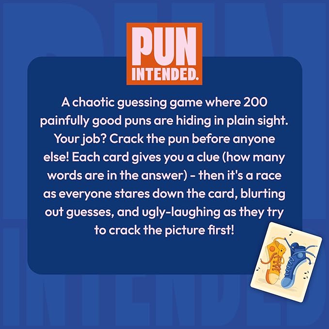 Pun Intended - Hilarious Picture Guessing Card Game for Families & Adults, Fast-Paced Wordplay Fun, Gifts for Pun & Game Lovers, 2-10 Players